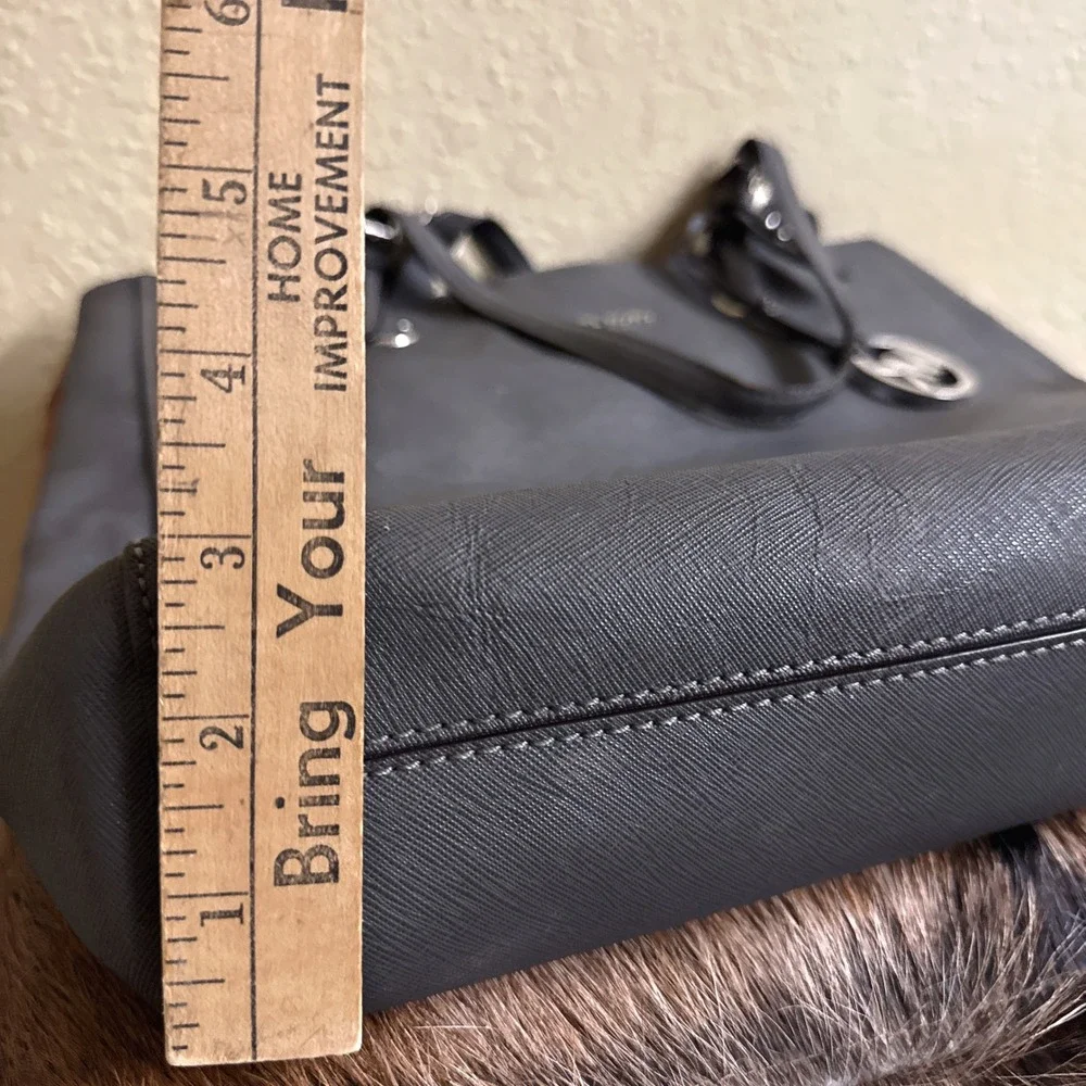 Michael Kors Jet Set Shoulder Tote‎ Bag Gray Saffiano Leather Purse READ